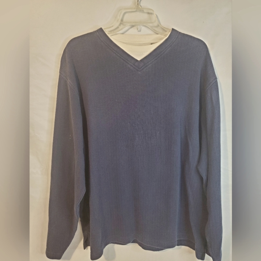 Haggar men's size Xl blue and white long sleeve sweat shirt